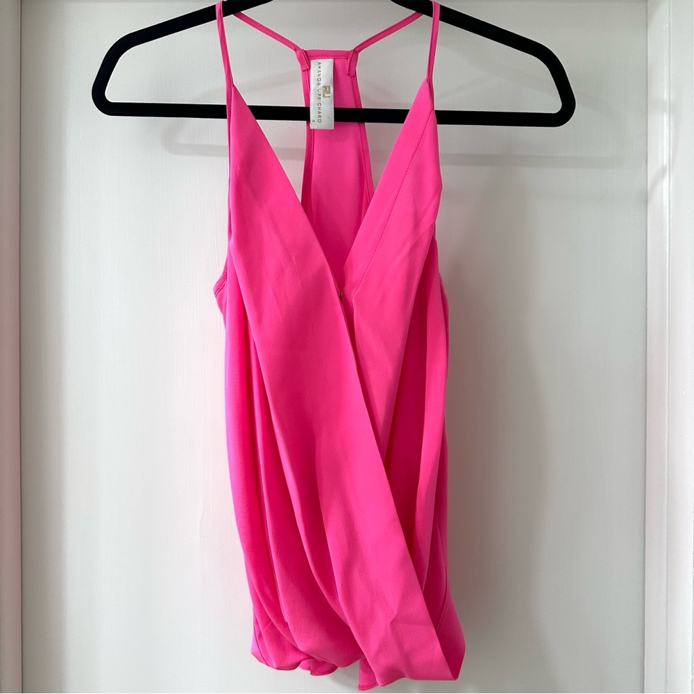 Amanda Uprichard Hot Pink Silk Strappy Camisole Racerback Blouse, Size S - Picture 1 of 7